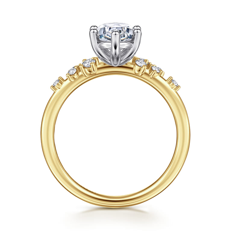 Reena - 14K White-Yellow Gold Oval Diamond Engagement Ring - 0.18 ct - Shot 2