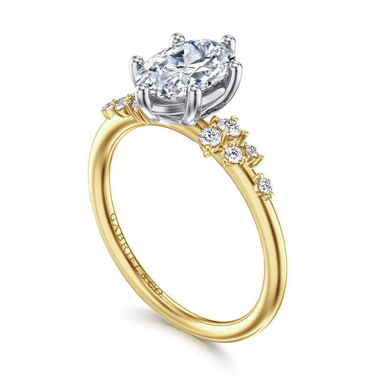 Reena - 14K White-Yellow Gold Oval Diamond Engagement Ring - 0.18 ct - Shot 3
