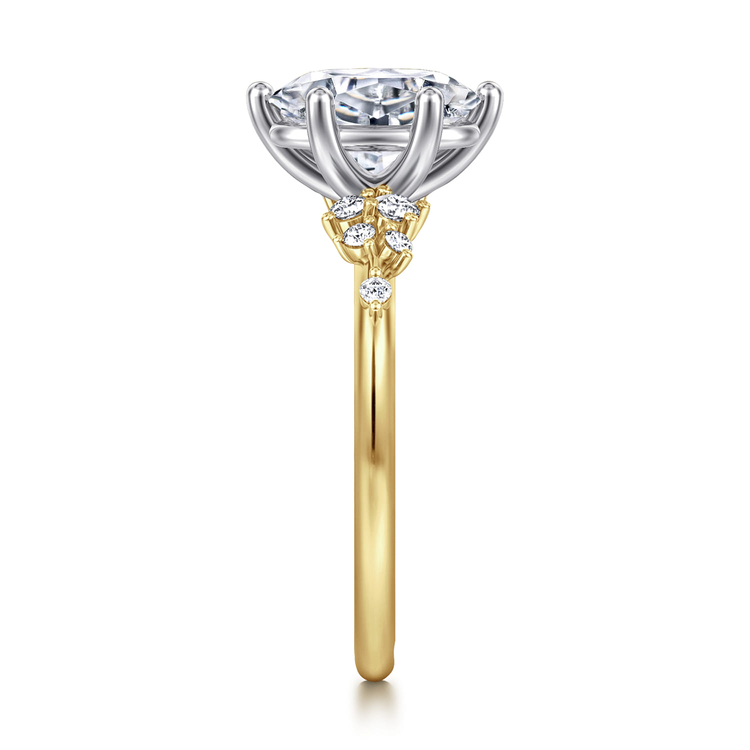 Reena - 14K White-Yellow Gold Oval Diamond Engagement Ring - 0.18 ct - Shot 4
