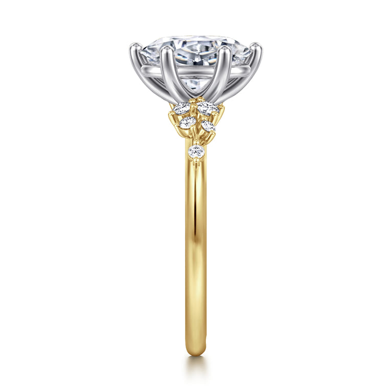 Reena - 14K White-Yellow Gold Oval Diamond Engagement Ring - 0.18 ct - Shot 4