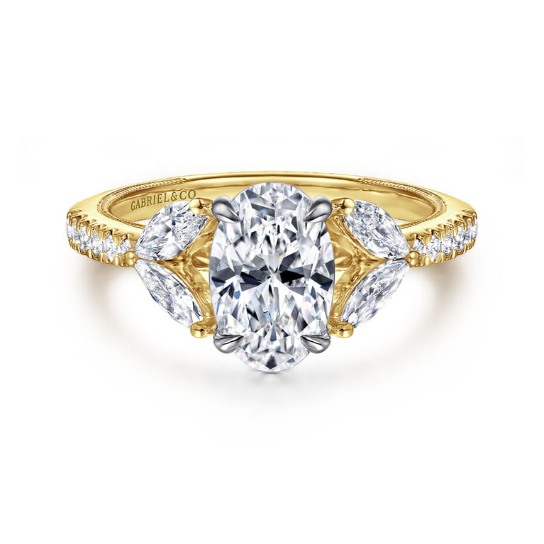 Estrelle - 14K Yellow Gold Oval Diamond Engagement Ring - 0.65 ct - Shot 1