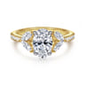 Estrelle - 14K Yellow Gold Oval Diamond Engagement Ring - 0.65 ct