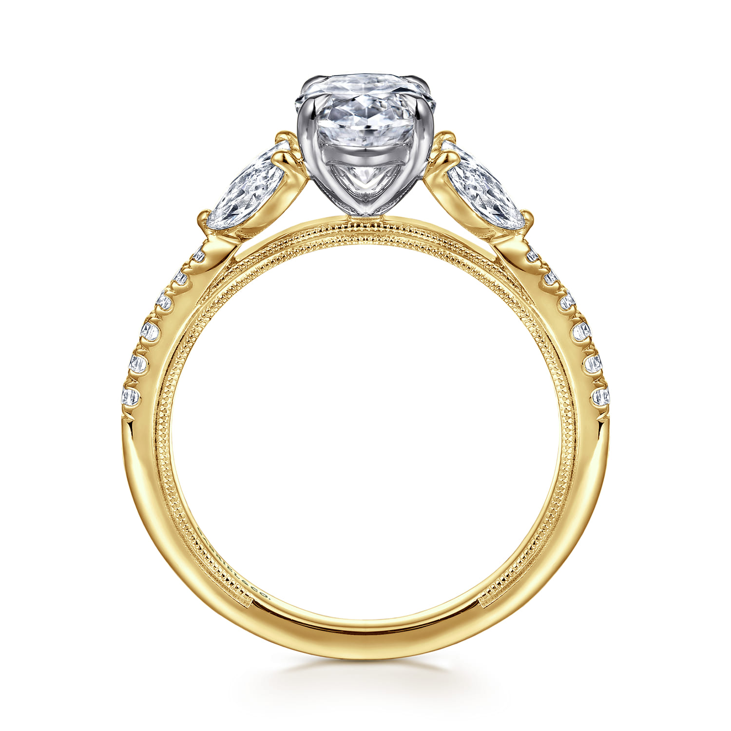 Estrelle - 14K Yellow Gold Oval Diamond Engagement Ring - 0.65 ct - Shot 2
