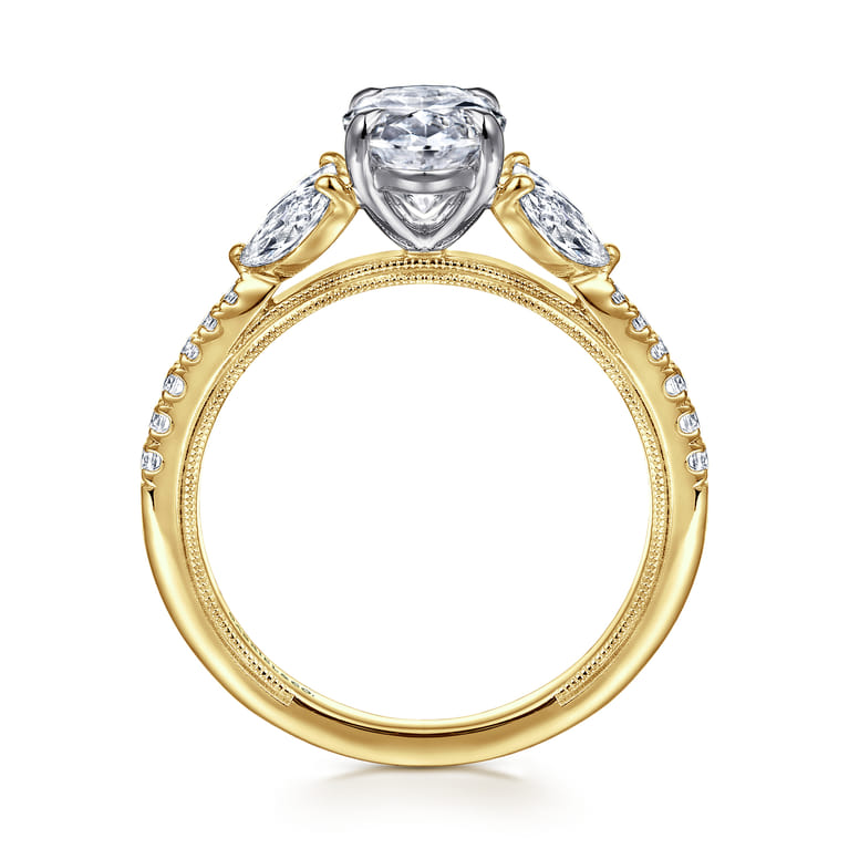 Estrelle - 14K Yellow Gold Oval Diamond Engagement Ring - 0.65 ct - Shot 2