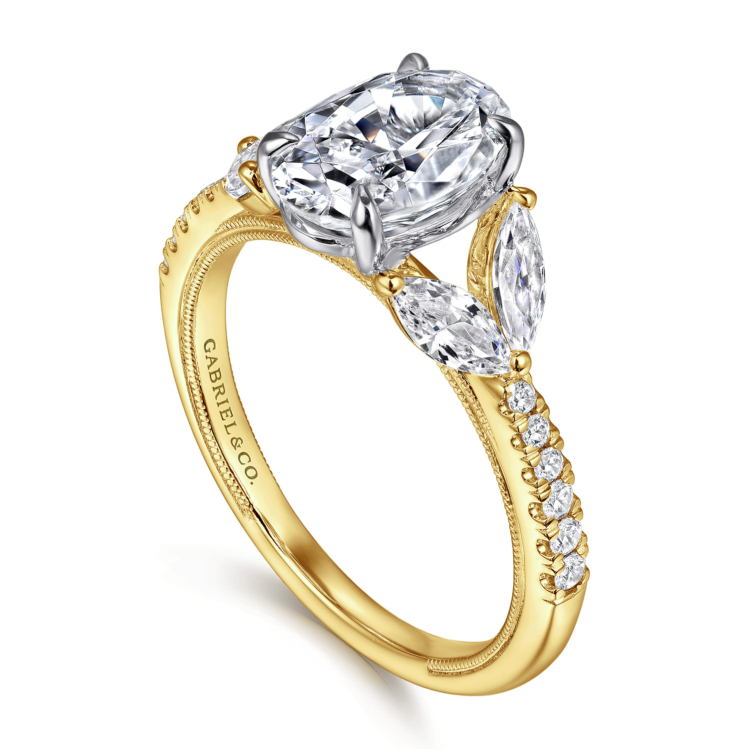 Estrelle - 14K Yellow Gold Oval Diamond Engagement Ring - 0.65 ct - Shot 3