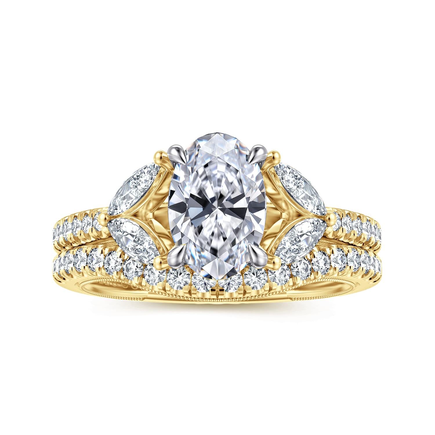 Estrelle - 14K Yellow Gold Oval Diamond Engagement Ring - 0.65 ct - Shot 4