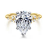 Reena - 14K White and Yellow Gold Pear Shape Diamond Engagement Ring - 0.18 ct