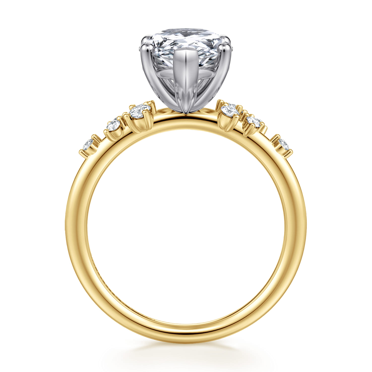 Reena - 14K White and Yellow Gold Pear Shape Diamond Engagement Ring - 0.18 ct - Shot 2