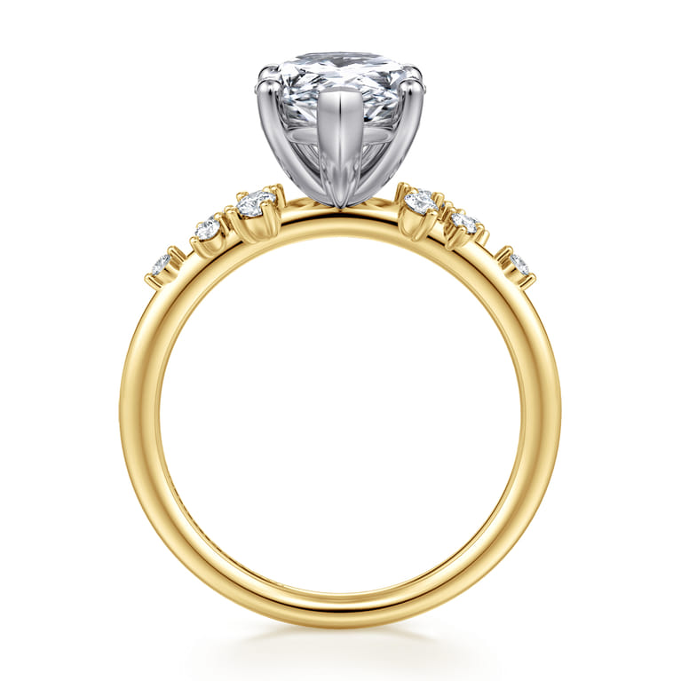 Reena - 14K White and Yellow Gold Pear Shape Diamond Engagement Ring - 0.18 ct - Shot 2