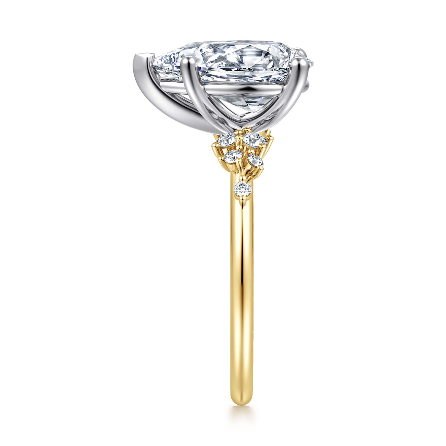 Reena - 14K White and Yellow Gold Pear Shape Diamond Engagement Ring - 0.18 ct - Shot 4