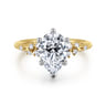 Reena - 14K White and Yellow Gold Pear Shape Diamond Engagement Ring - 0.18 ct