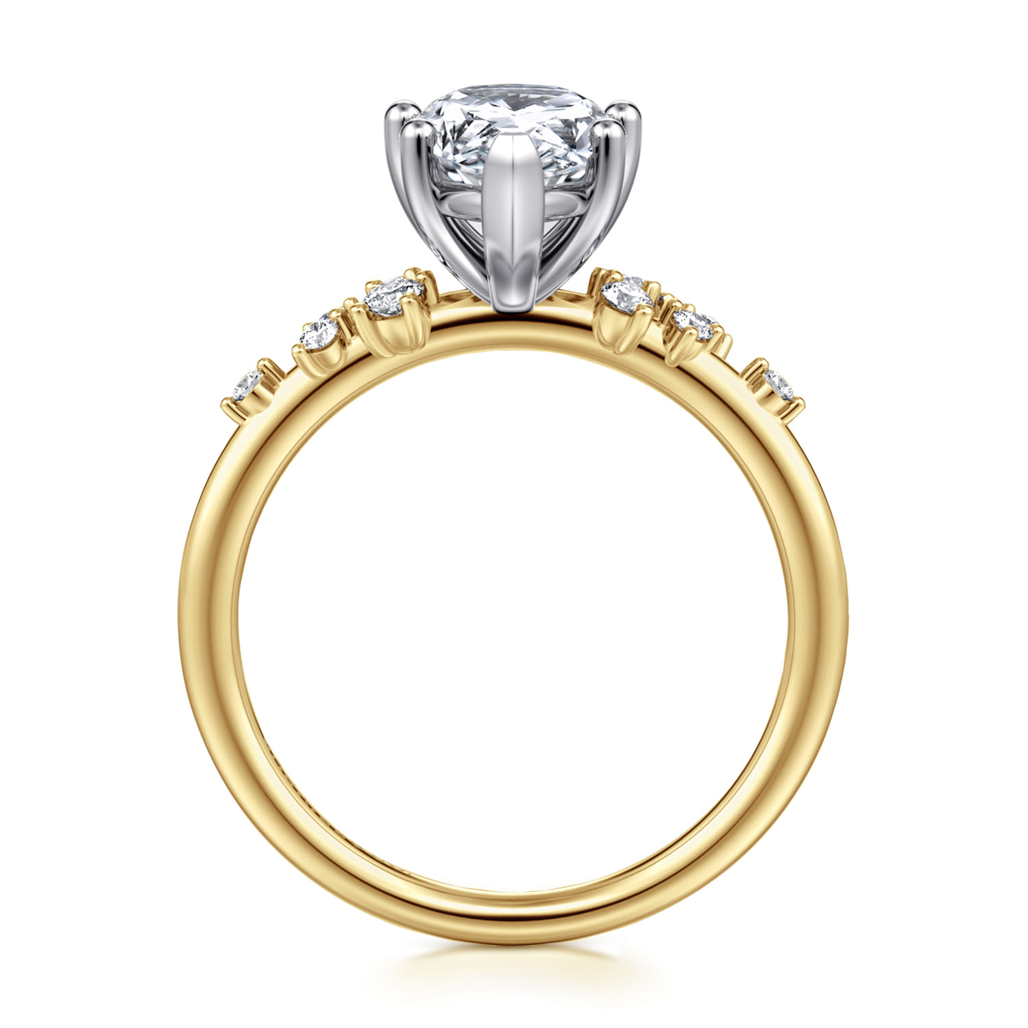 Reena - 14K White and Yellow Gold Pear Shape Diamond Engagement Ring - 0.18 ct - Shot 2