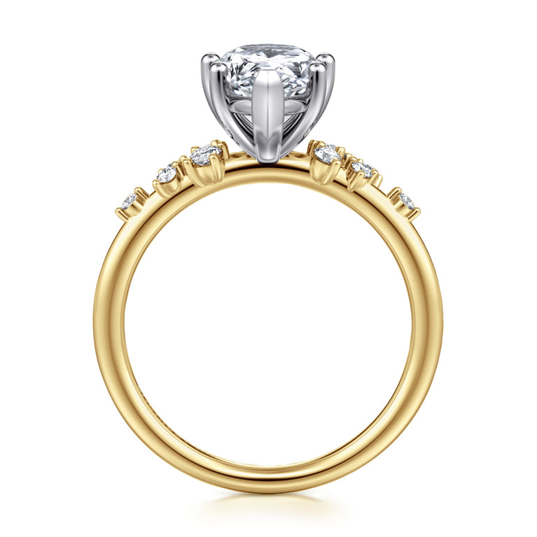 Reena - 14K White and Yellow Gold Pear Shape Diamond Engagement Ring - 0.18 ct - Shot 2