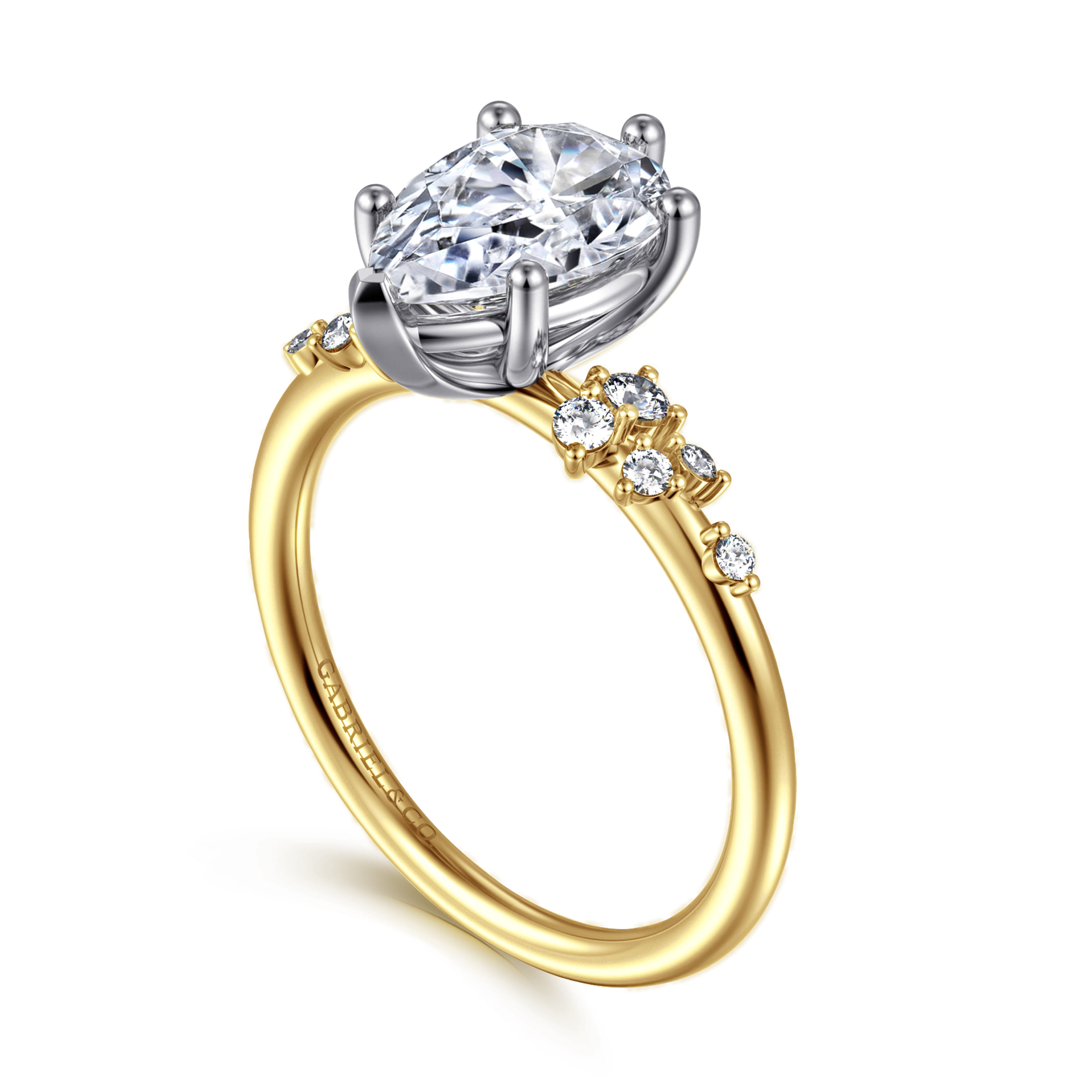 Reena - 14K White and Yellow Gold Pear Shape Diamond Engagement Ring - 0.18 ct - Shot 3