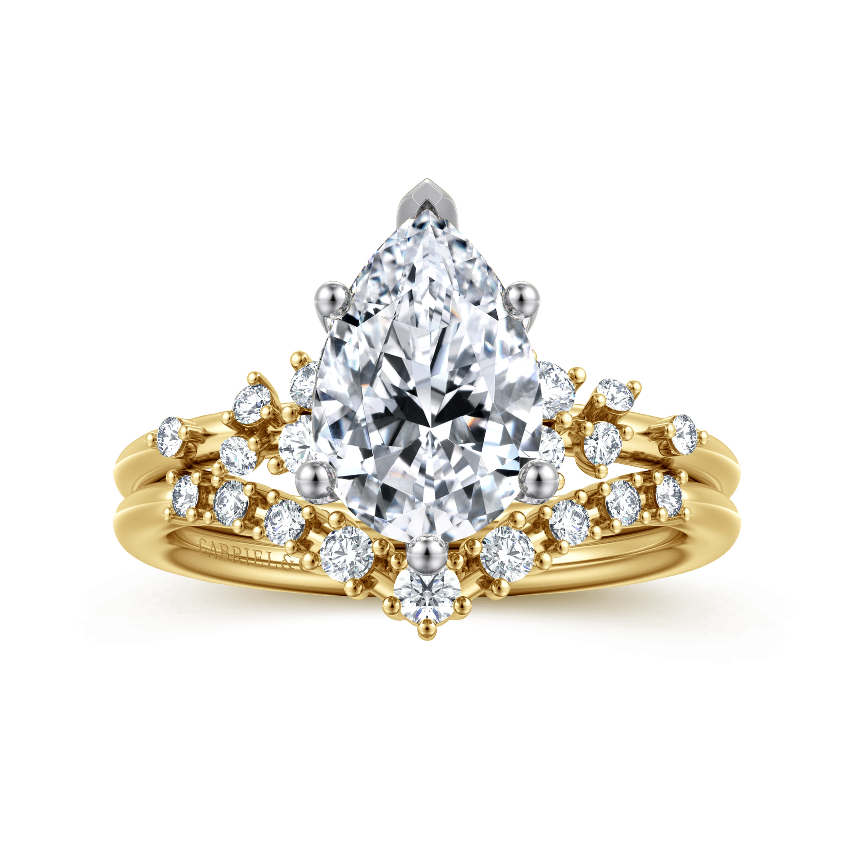 Reena - 14K White and Yellow Gold Pear Shape Diamond Engagement Ring - 0.18 ct - Shot 4