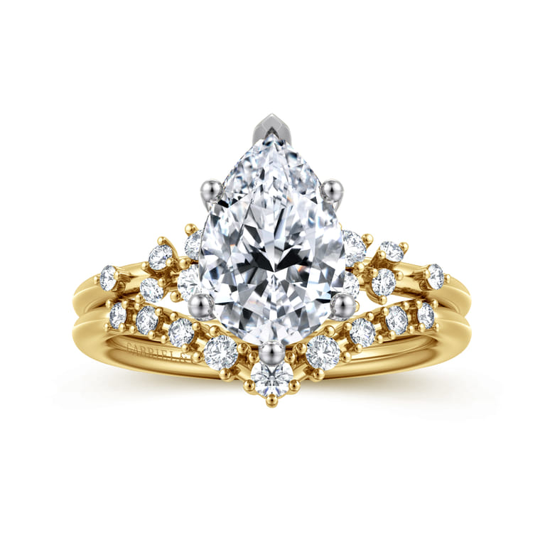 Reena - 14K White and Yellow Gold Pear Shape Diamond Engagement Ring - 0.18 ct - Shot 4