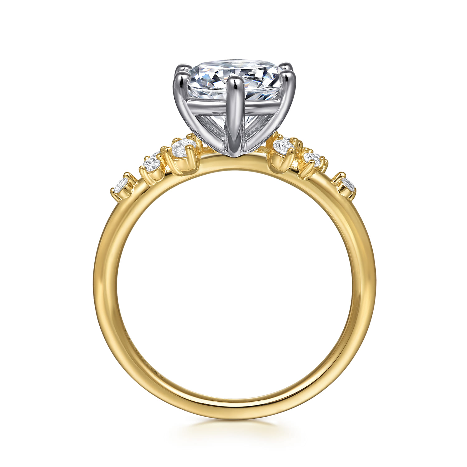 Reena - 14K White and Yellow Gold 6 Prong Diamond Engagement Ring - 0.18 ct - Shot 2