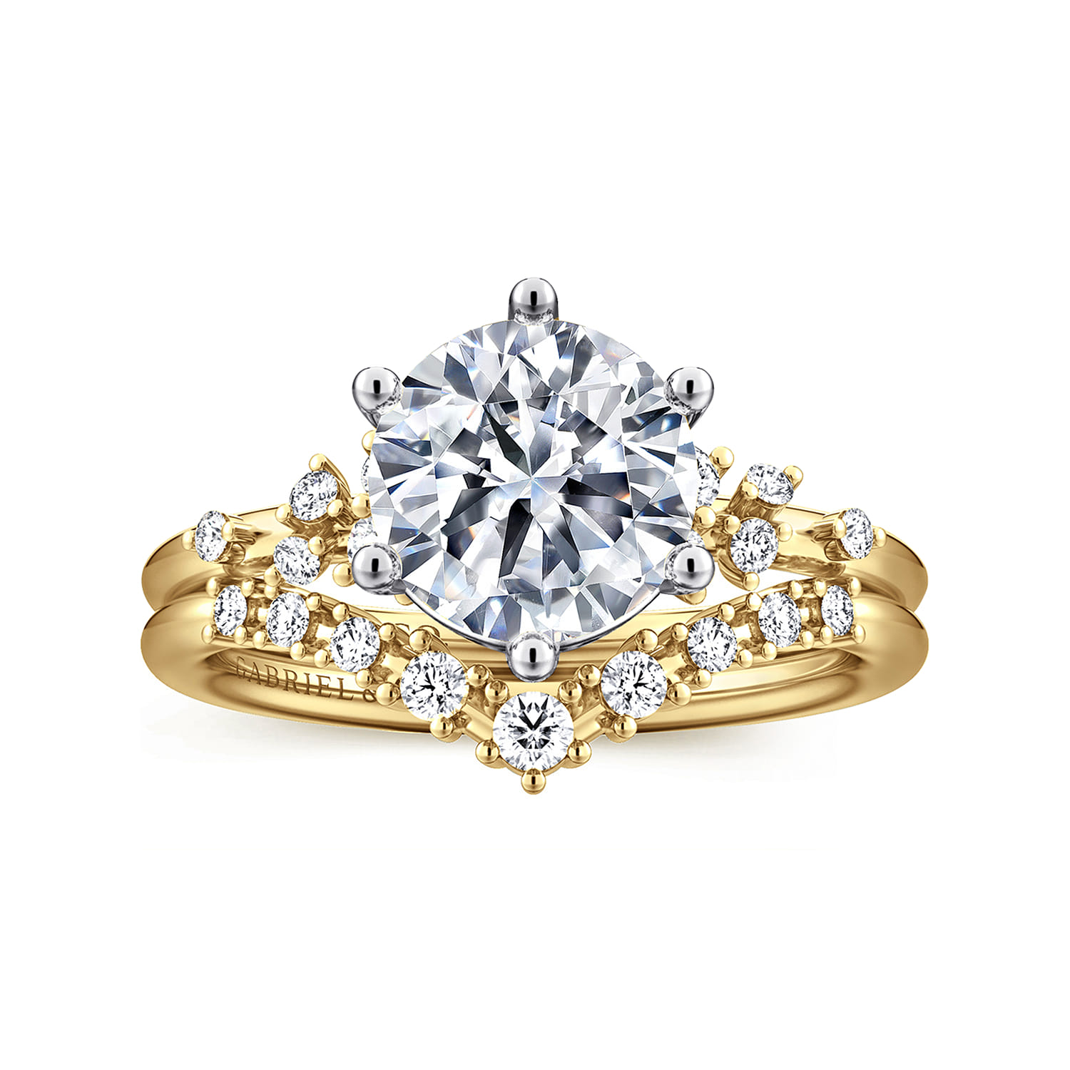 Reena - 14K White and Yellow Gold 6 Prong Diamond Engagement Ring - 0.18 ct - Shot 4