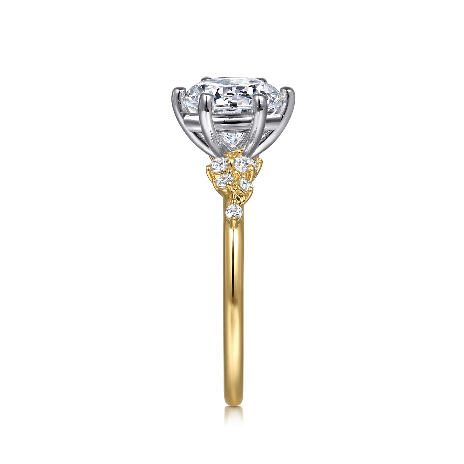 Reena - 14K White and Yellow Gold 6 Prong Diamond Engagement Ring - 0.18 ct - Shot 5