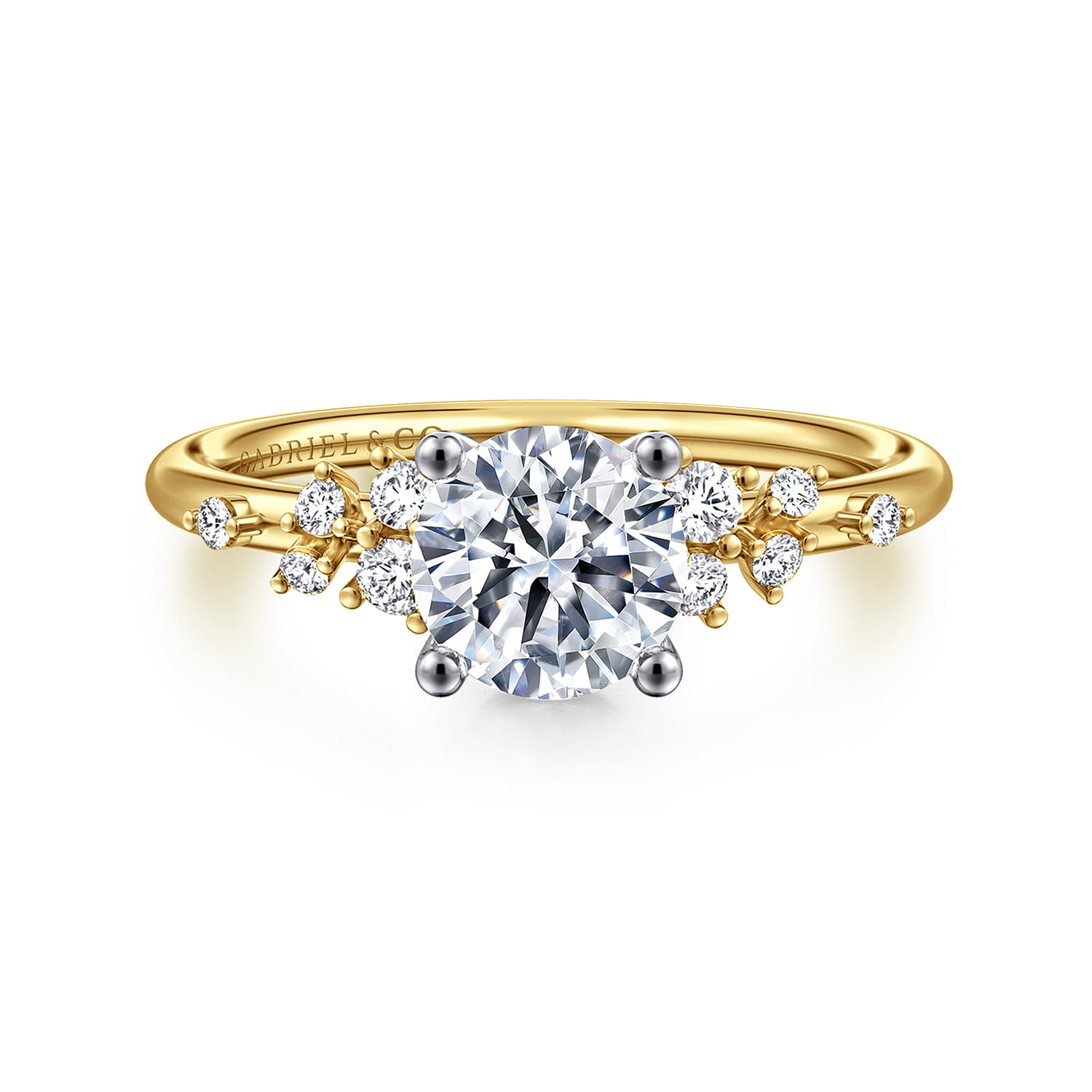 Sacred - 14K Yellow-White Gold Round Diamond Engagement Ring - 0.18 ct - Shot 1