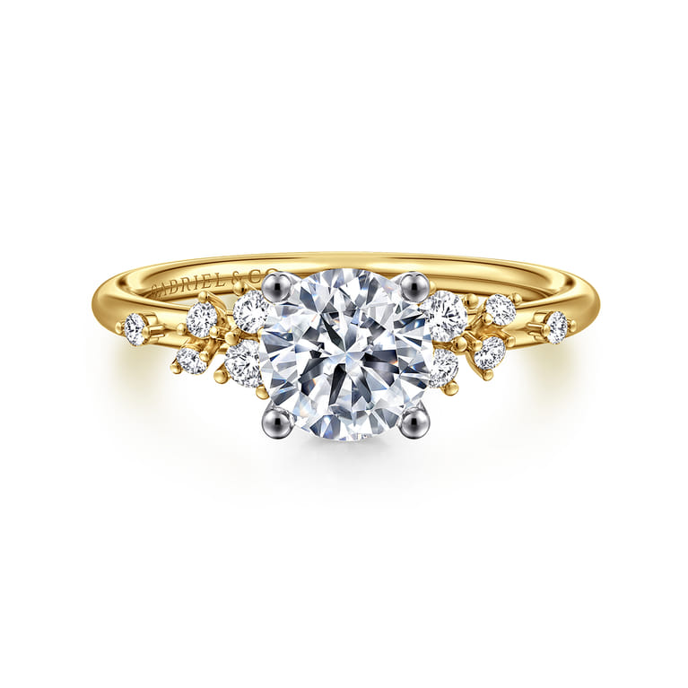 Sacred - 14K Yellow-White Gold Round Diamond Engagement Ring - 0.18 ct - Shot 1