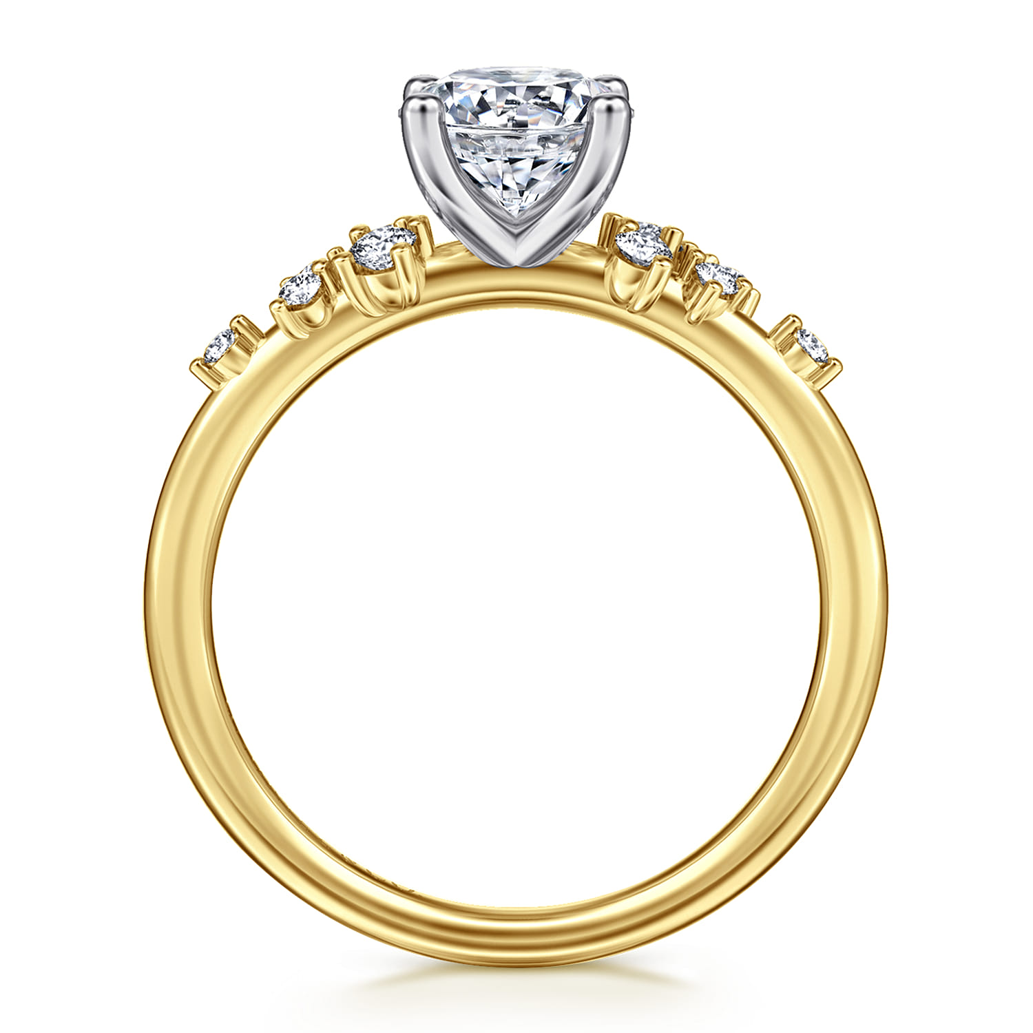Sacred - 14K Yellow-White Gold Round Diamond Engagement Ring - 0.18 ct - Shot 2