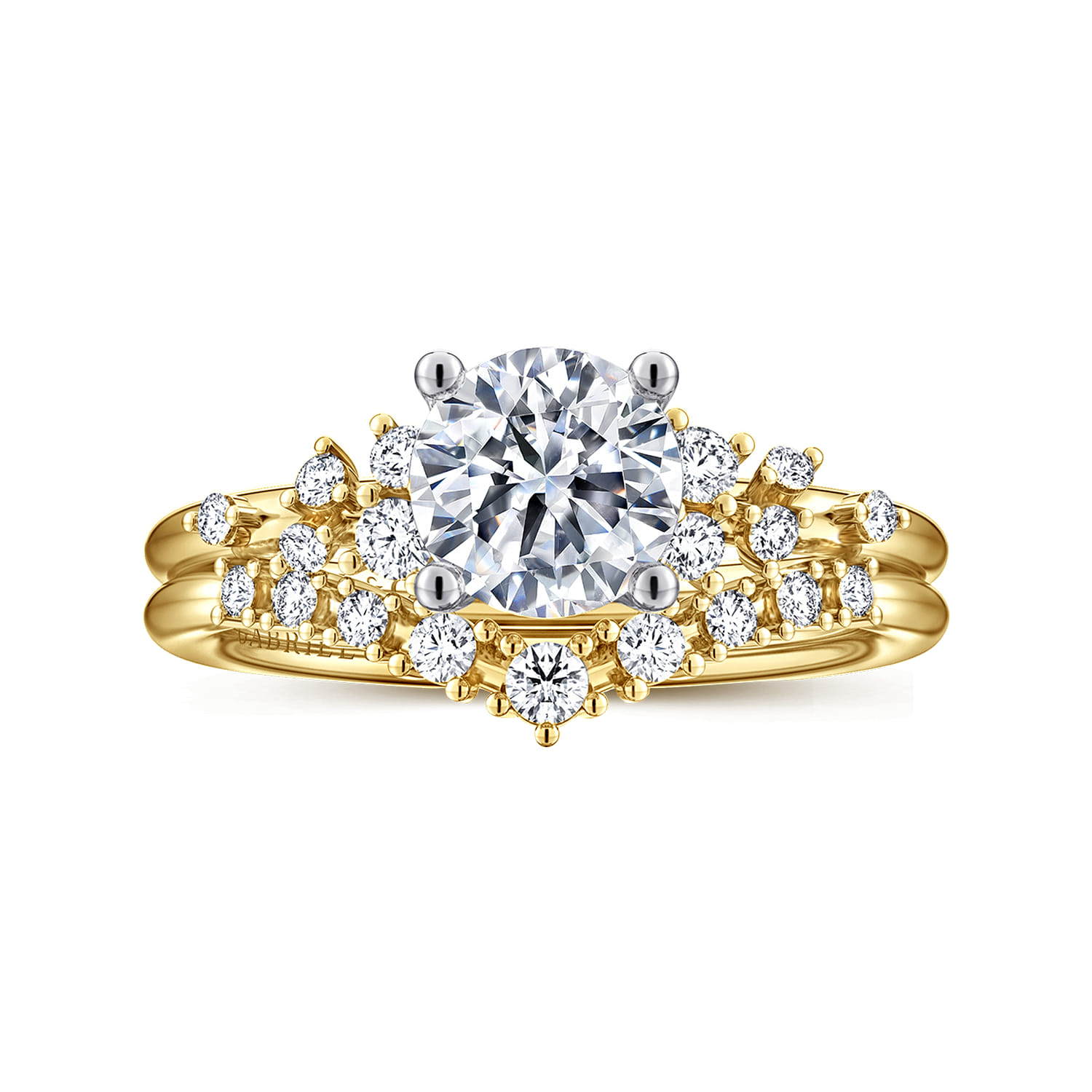 Sacred - 14K Yellow-White Gold Round Diamond Engagement Ring - 0.18 ct - Shot 4