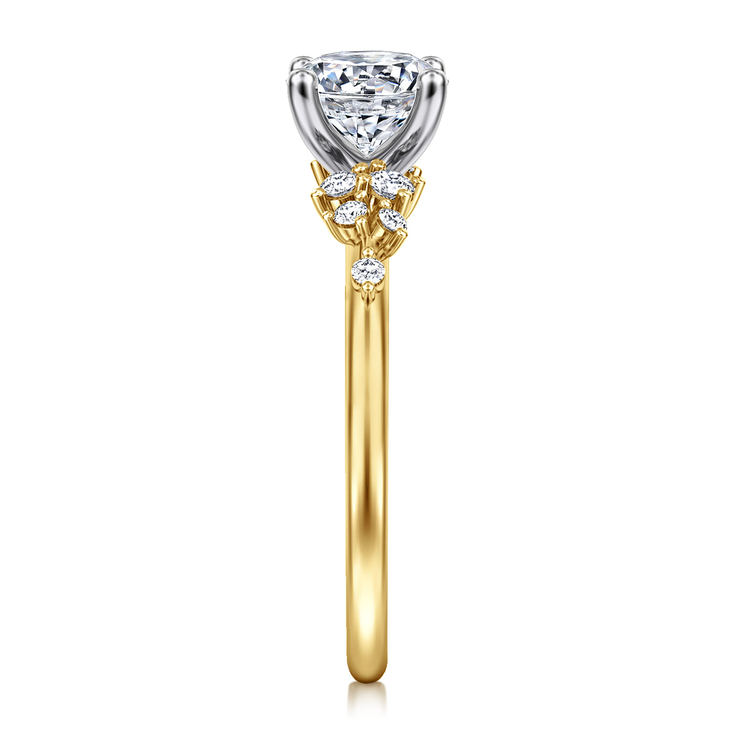 Sacred - 14K Yellow-White Gold Round Diamond Engagement Ring - 0.18 ct - Shot 5