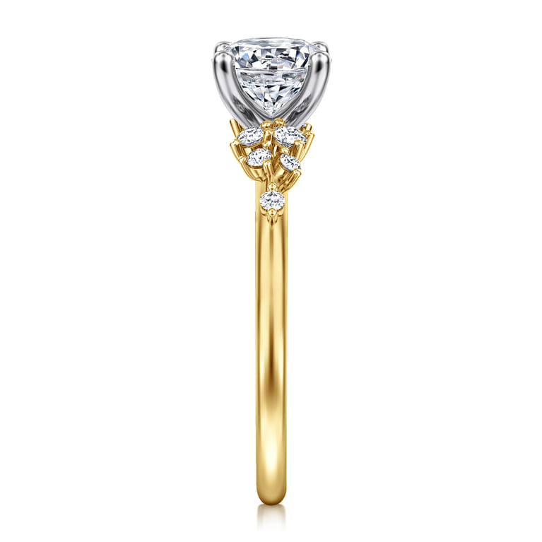 Sacred - 14K Yellow-White Gold Round Diamond Engagement Ring - 0.18 ct - Shot 5