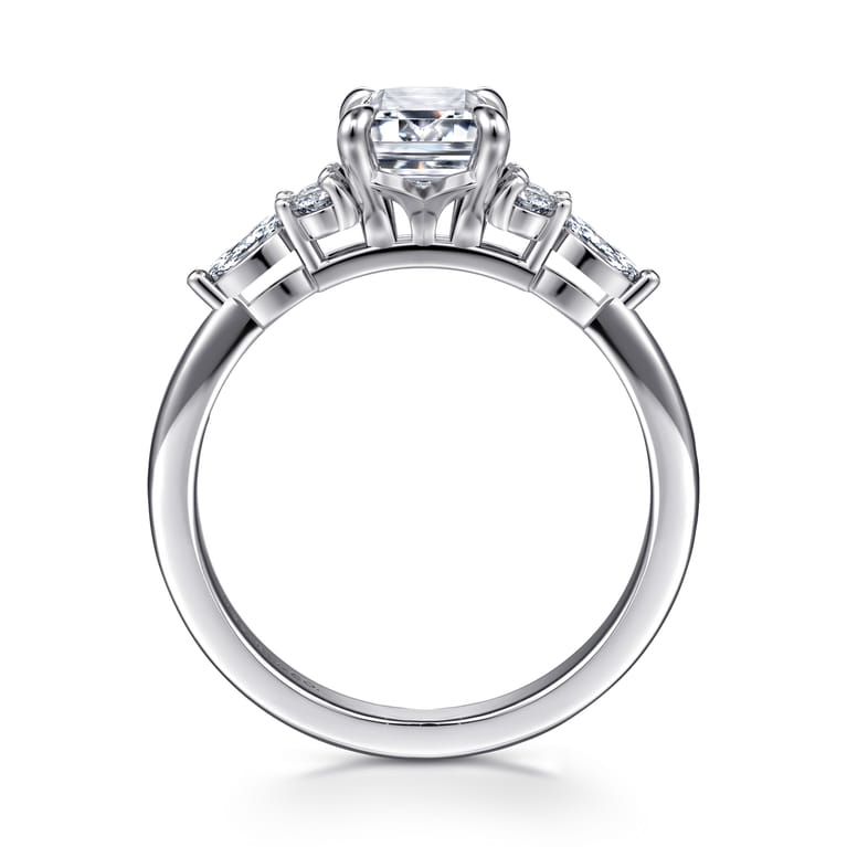 Avah - 18K White Gold Emerald Cut Diamond Cluster Engagement Ring - 0.28 ct - Shot 2
