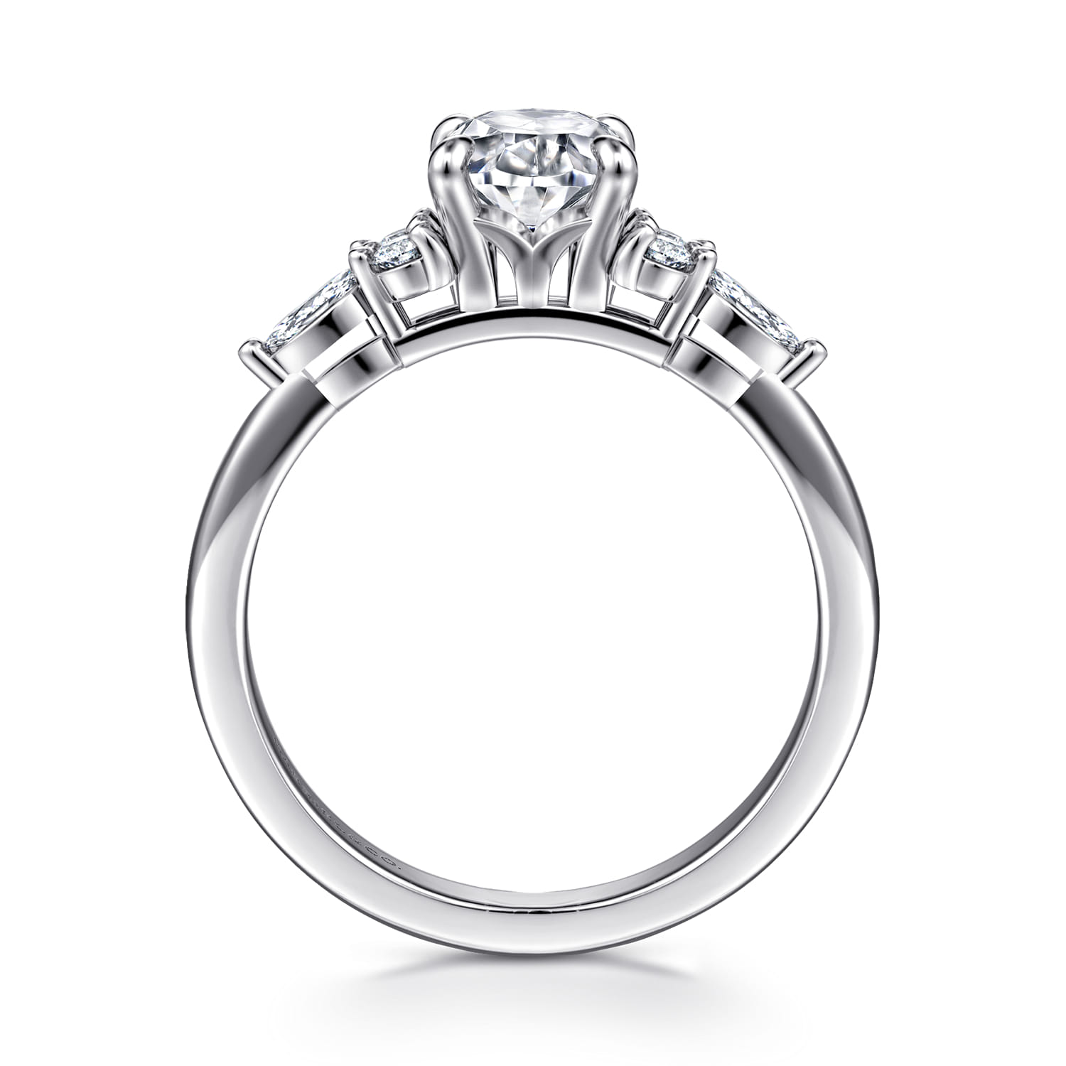 Avah - 18K White Gold Oval Diamond Cluster Engagement Ring - 0.3 ct - Shot 2