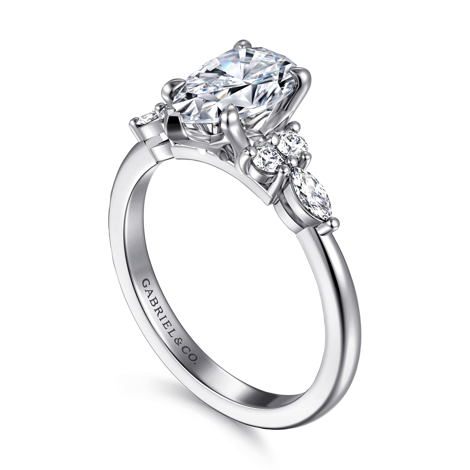 Avah - 18K White Gold Pear Shape Diamond Cluster Engagement Ring - 0.28 ct - Shot 3