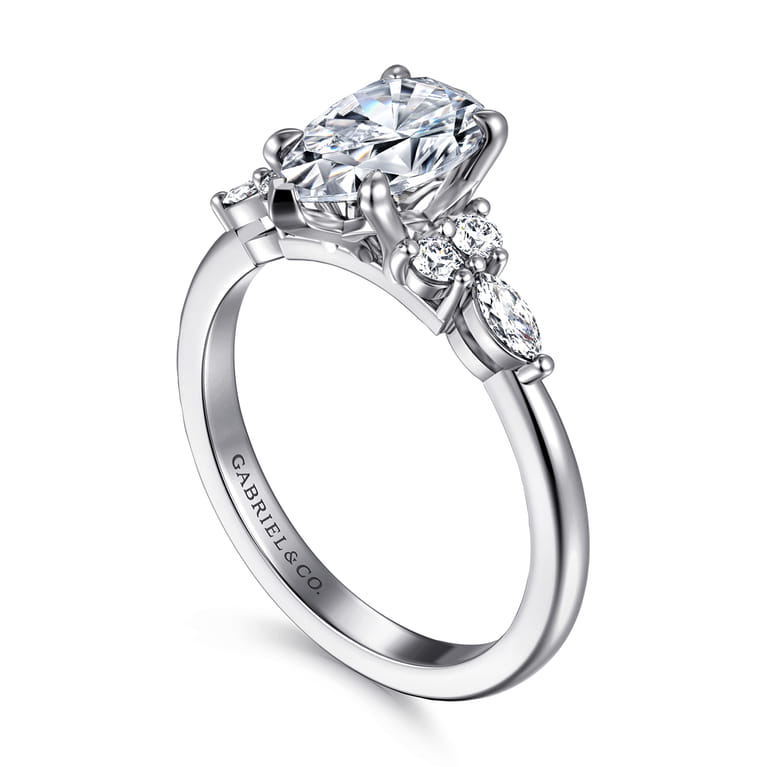 Avah - 18K White Gold Pear Shape Diamond Cluster Engagement Ring - 0.28 ct - Shot 3