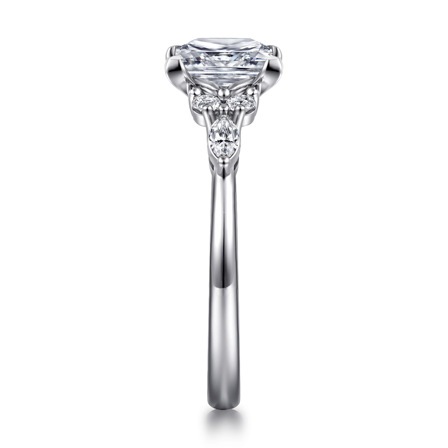 Avah - 18K White Gold Princess Cut Diamond Cluster Engagement Ring - 0.28 ct - Shot 4