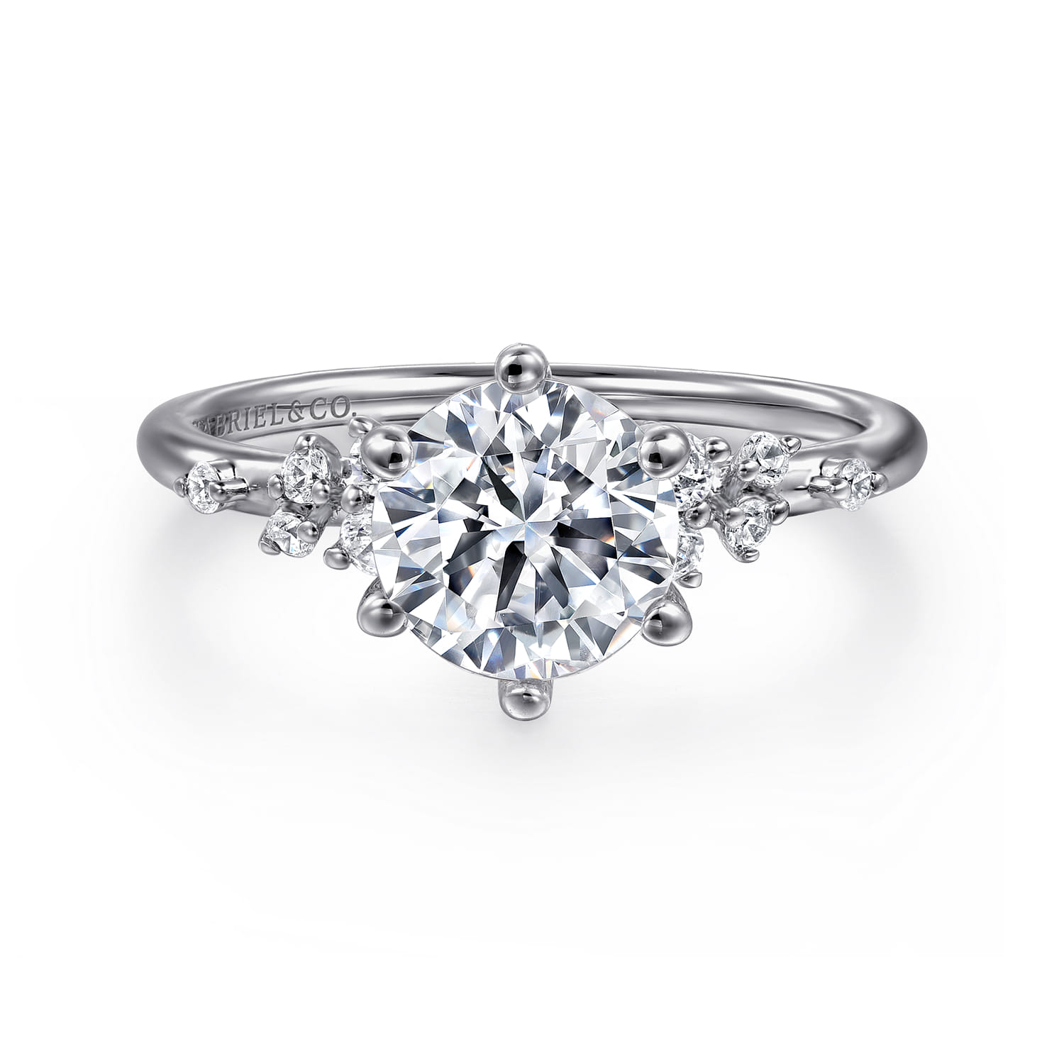 Reena - 18K White Gold Round Diamond Engagement Ring - 0.18 ct - Shot 1