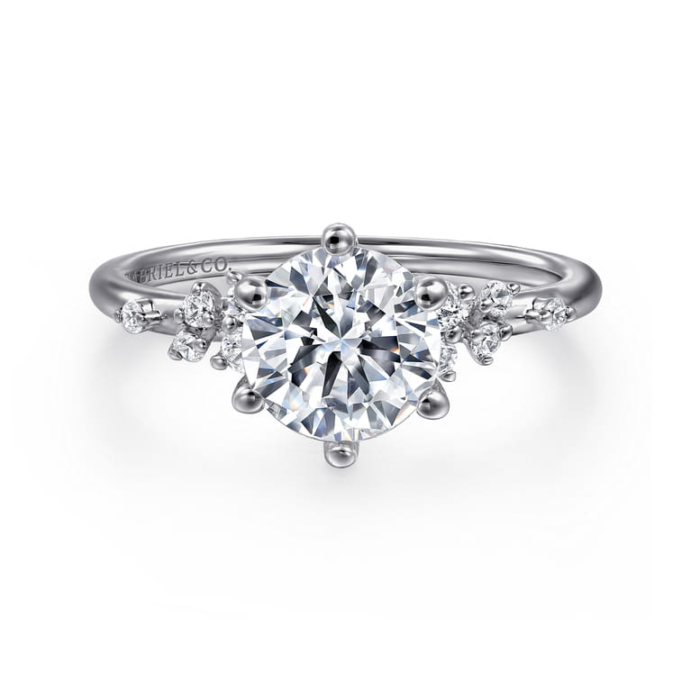 Reena - 18K White Gold Round Diamond Engagement Ring - 0.18 ct - Shot 1