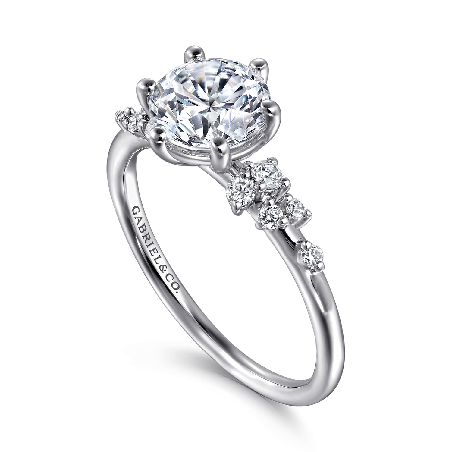 Reena - 18K White Gold Round Diamond Engagement Ring - 0.18 ct - Shot 3