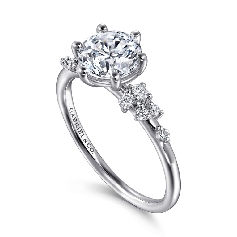 Reena - 18K White Gold Round Diamond Engagement Ring - 0.18 ct - Shot 3