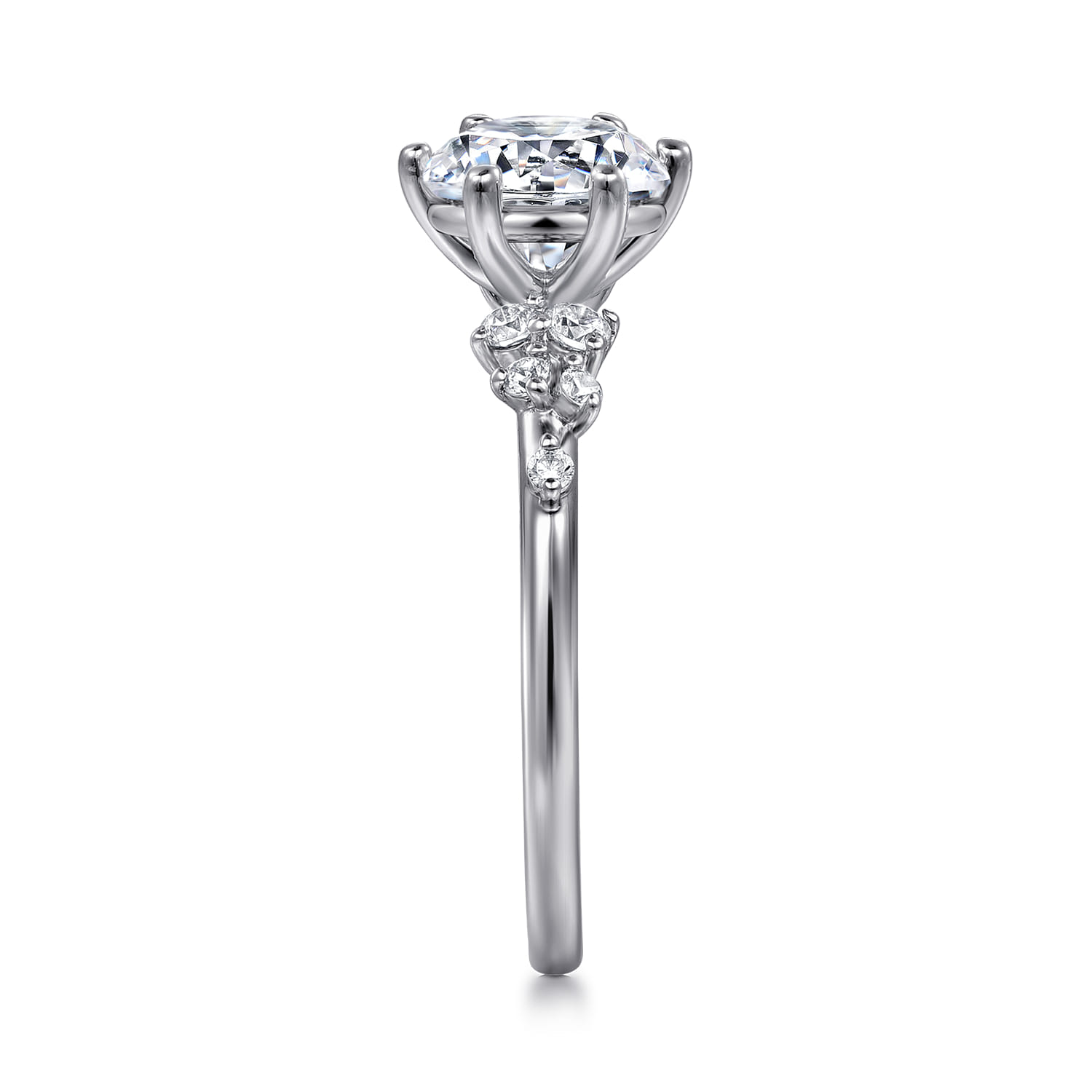 Reena - 18K White Gold Round Diamond Engagement Ring - 0.18 ct - Shot 5