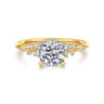 Reena - 18K Yellow Gold Cushion Cut Diamond Engagement Ring - 0.18 ct