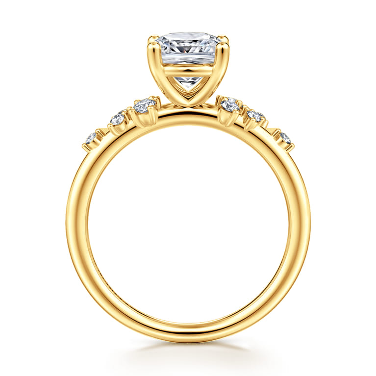 Reena - 18K Yellow Gold Cushion Cut Diamond Engagement Ring - 0.18 ct - Shot 2