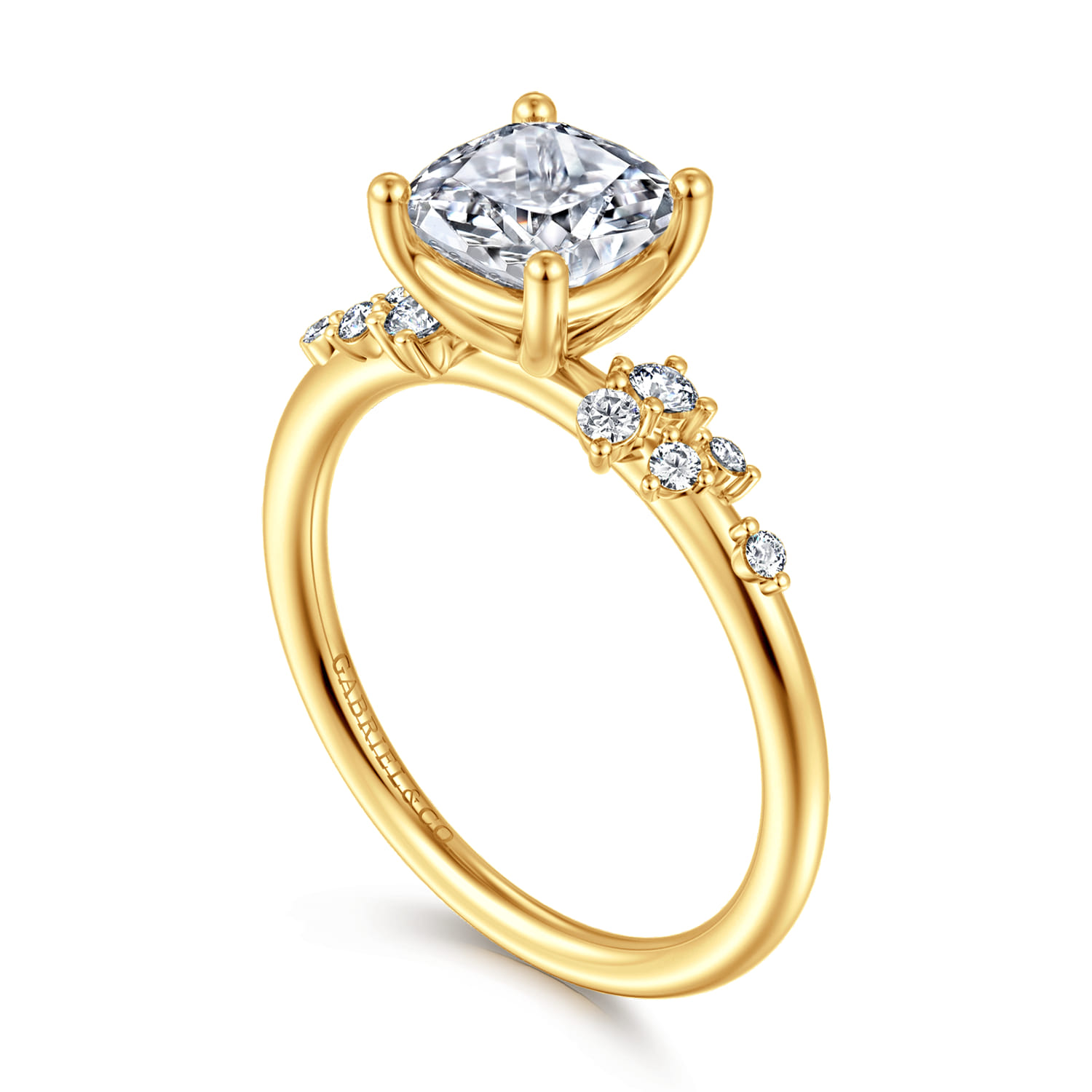 Reena - 18K Yellow Gold Cushion Cut Diamond Engagement Ring - 0.18 ct - Shot 3