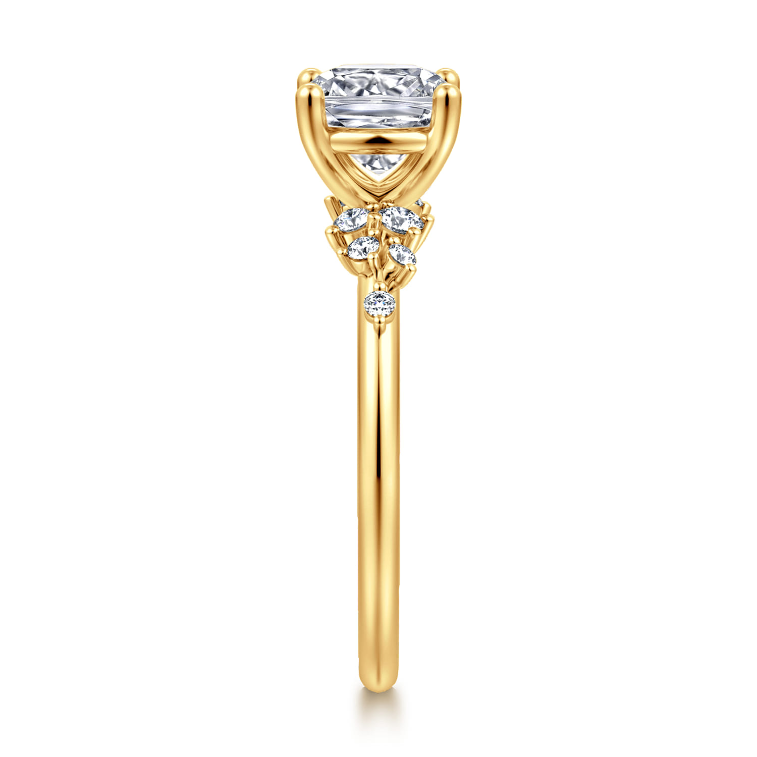 Reena - 18K Yellow Gold Cushion Cut Diamond Engagement Ring - 0.18 ct - Shot 4