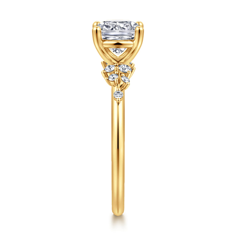 Reena - 18K Yellow Gold Cushion Cut Diamond Engagement Ring - 0.18 ct - Shot 4