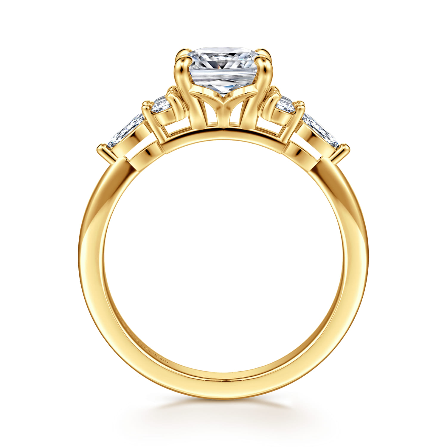 Avah - 18K Yellow Gold Cushion Cut Diamond Cluster Engagement Ring - 0.28 ct - Shot 2