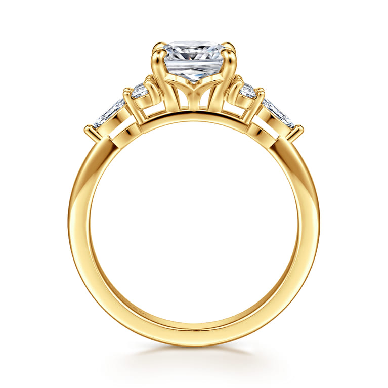 Avah - 18K Yellow Gold Cushion Cut Diamond Cluster Engagement Ring - 0.28 ct - Shot 2