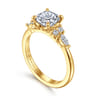 Avah - 18K Yellow Gold Cushion Cut Diamond Cluster Engagement Ring - 0.28 ct