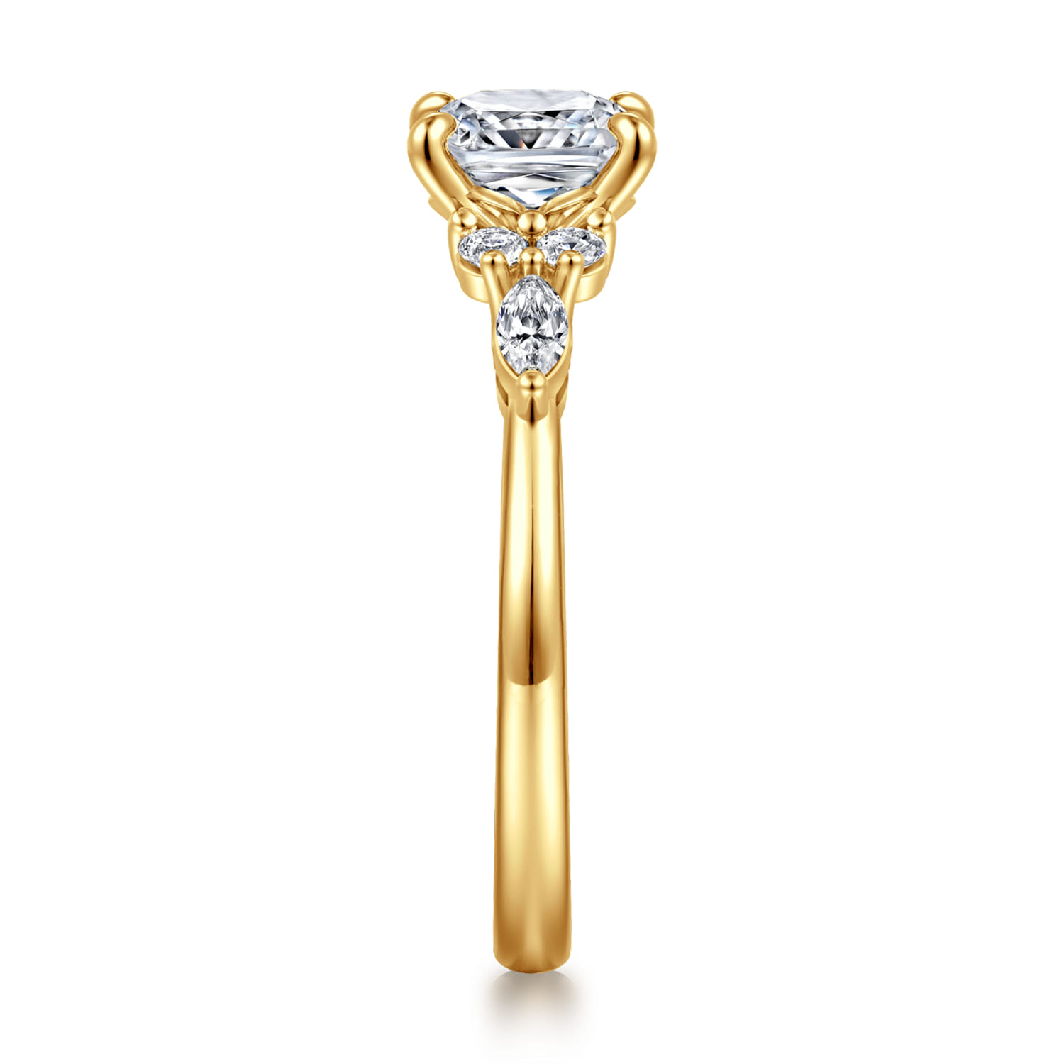 Avah - 18K Yellow Gold Cushion Cut Diamond Cluster Engagement Ring - 0.28 ct - Shot 4