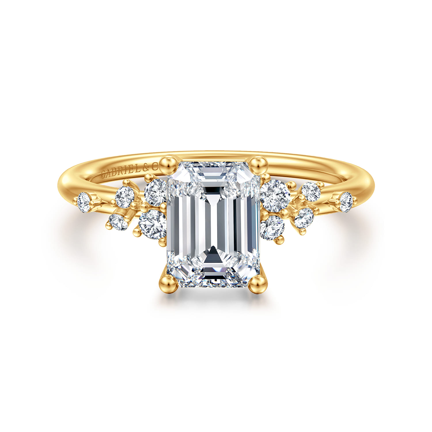 Reena - 18K Yellow Gold Emerald Cut Diamond Engagement Ring - 0.18 ct - Shot 1