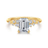 Reena - 18K Yellow Gold Emerald Cut Diamond Engagement Ring - 0.18 ct